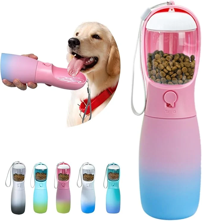Expertly Made Dog Water Bottle with Food Container 19Oz Large Capacity Portable Dog Water Long-Lasting