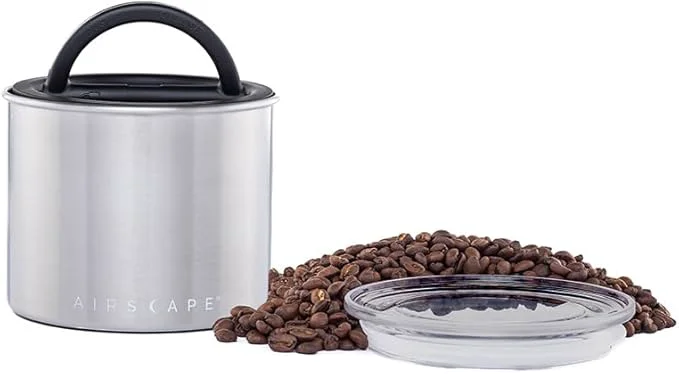 Carefully Designed AirScape Planetary Design Stainless Steel Coffee Canister Food Storage Container US Patented Airtight Lid Push Out Excess Air Preserve Food Freshness Small Brushed Steel About ThisOverview Classic