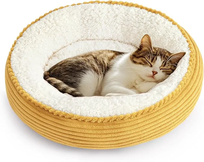Durable Love's cabin Round Donut Cat and Dog Cushion Bed 20in Pet Bed Flexible