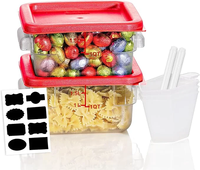 Reusable 2QT NSF Food Storage Containers 2 PCS Food Grade Hot Cold Resistant Commercial Clear Square Food Storage Containers with Scales Handles for Home Restaurant Kitchen Proof Dough BPA About ThisOverview Relaxed