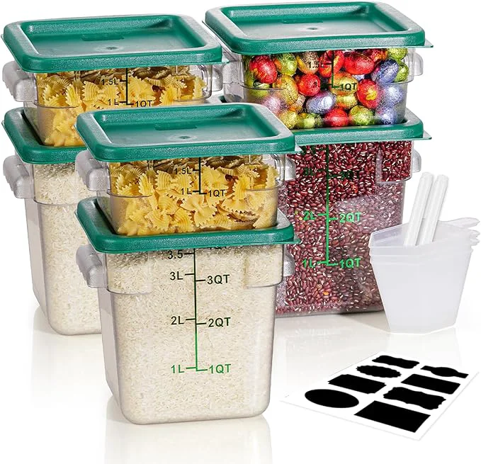 First-Class 2QT4QT NSF Food Storage Containers 6PCS Food Grade Hot Cold Resistant Commercial Clear Food Storage Containers with Lids for Restaurant Kitchen Proof Dough Measuring Spoons Included GREEN About ThisOverview Modern