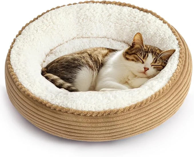 Artisan Love's cabin Round Donut Cat and Dog Cushion Bed 20in Pet Bed Proven