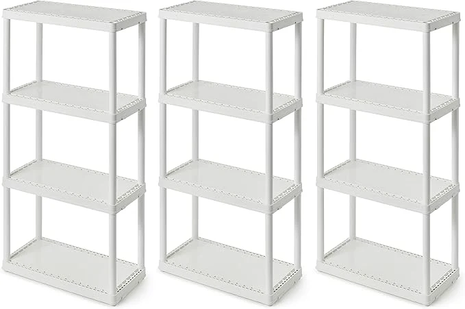 Unique Gracious Living 4 Shelf Fixed Height Solid Light Duty Storage Unit 12 x 24 x 48 for Home Garage Basement Laundry White 3 Pack About ThisOverview Authentic