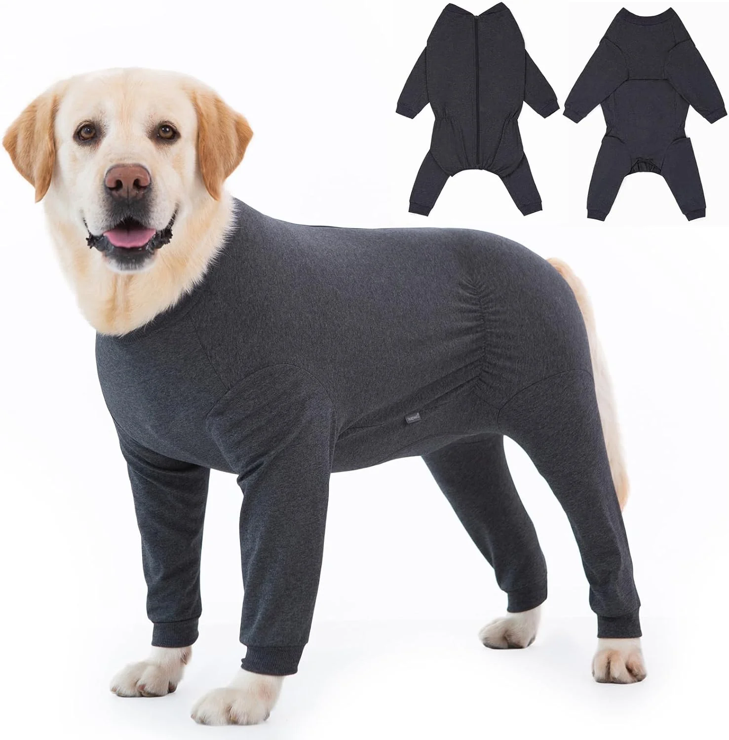 Trendy Yeapeeto Dog Onesie Surgery Recovery Suit for Large Medium Bodysuit Dogs Pajamas PJS Full Body for Shedding Prevent Licking Wound Protection Cone 6XL Dark Grey Responsible