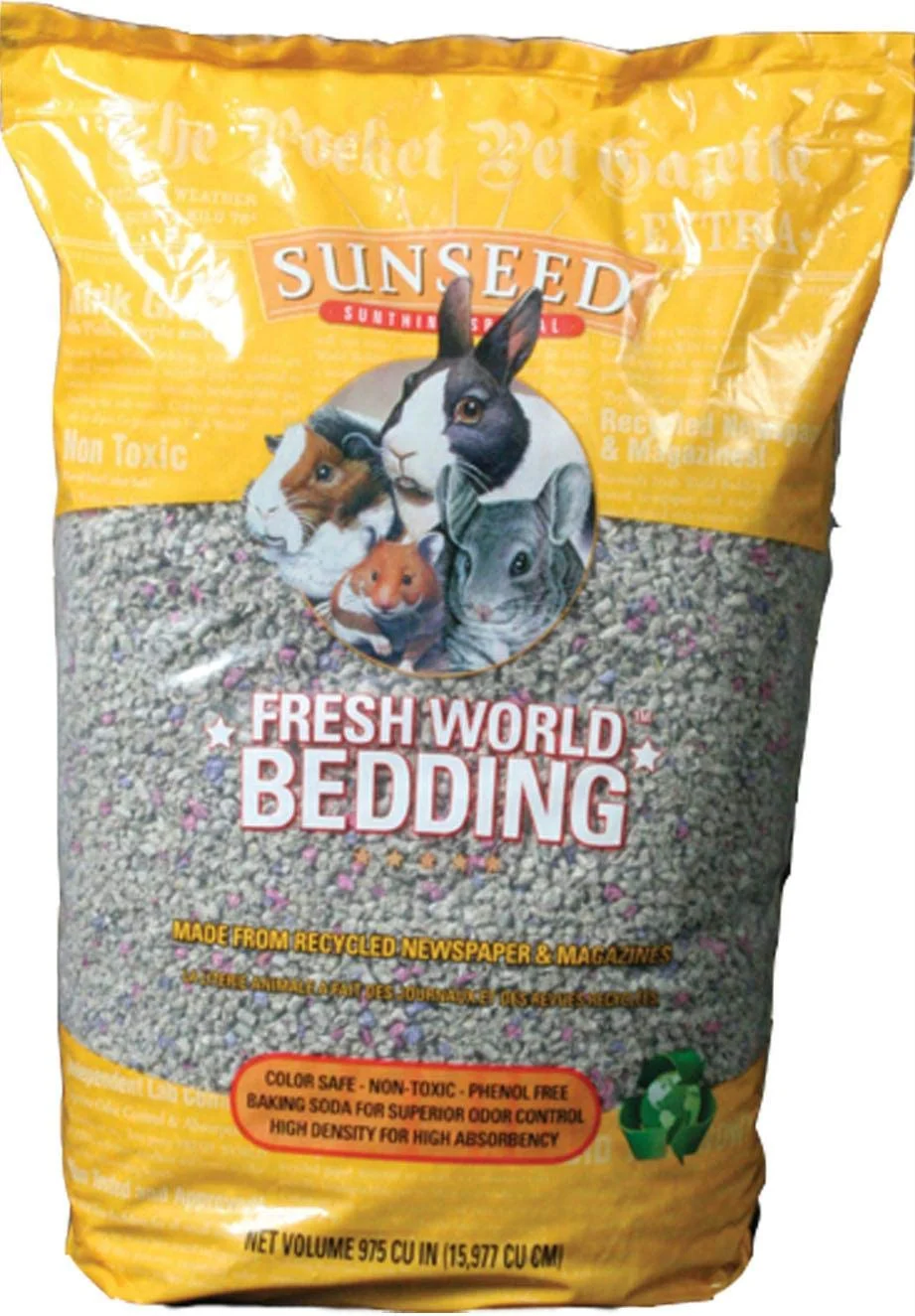 Next-Generation Sunseed Fresh World Bedding - 975 Cubic Inch Gray Fleck USA-Made Recycled Paper Innovative