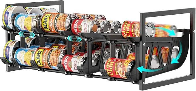 Authentic iSPECLE Expandable Can Organizer for Pantry Large Capacity 60 Cans Can Storage Organizer Pantry Rack Auto Rolling Dispenser Stackable Metal Wire Holder for Deep Pantry Shelves BlackAbout ThisOverview High-Performance