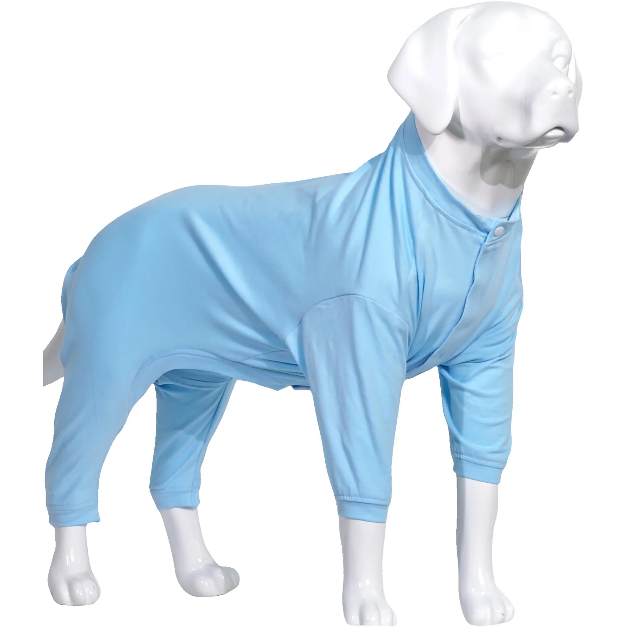 Prestigious Lovelonglong Four Feet Dog Pajamas Lightweight Pure Cotton 4-Leg Jumpsuits in Light Blue XXXL Solid