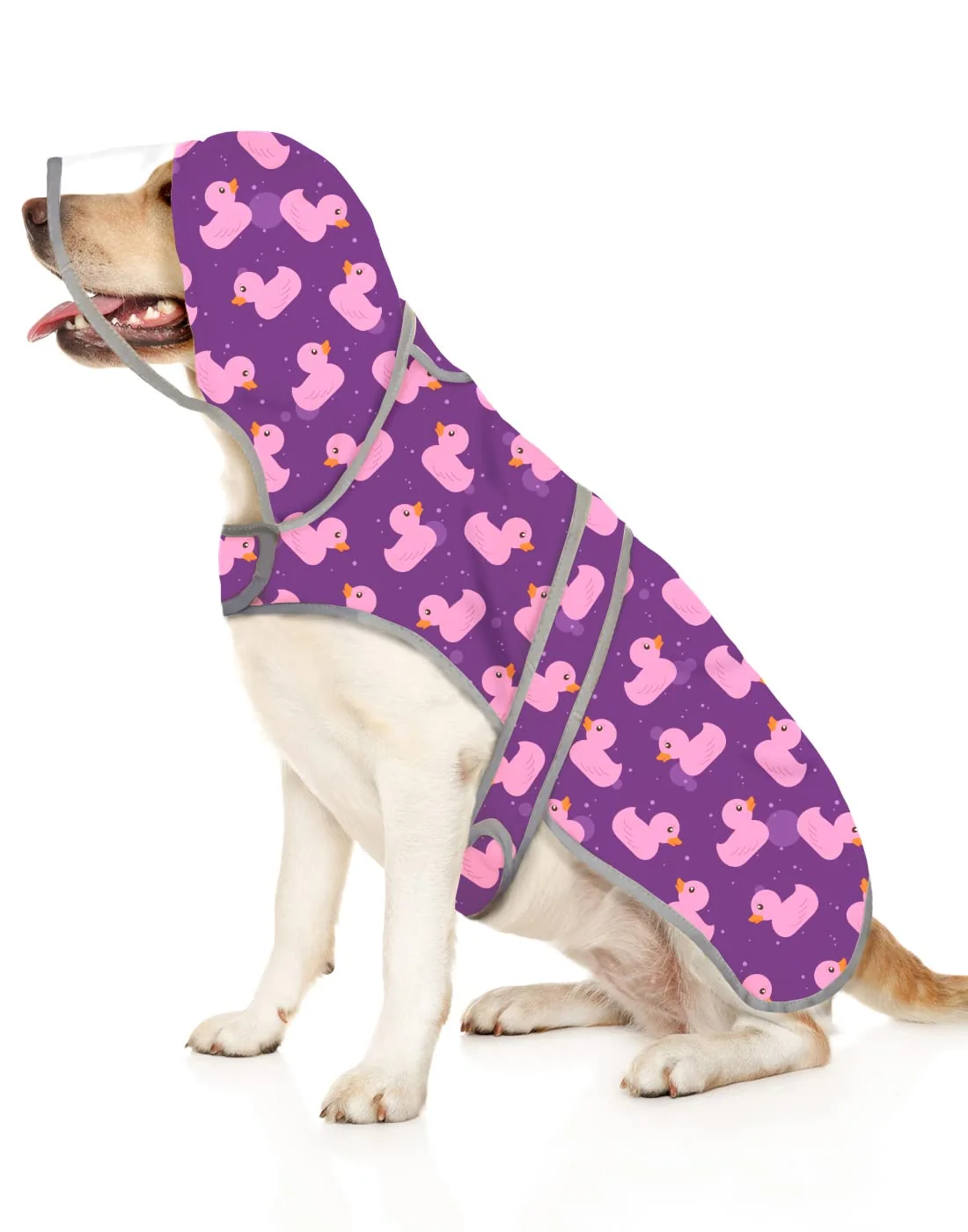 Fine Crafted HDE Dog Raincoat with Clear Hood – Water-Resistant Reflective Rain Jacket for Small to XXL Dogs Purple Size L Proven