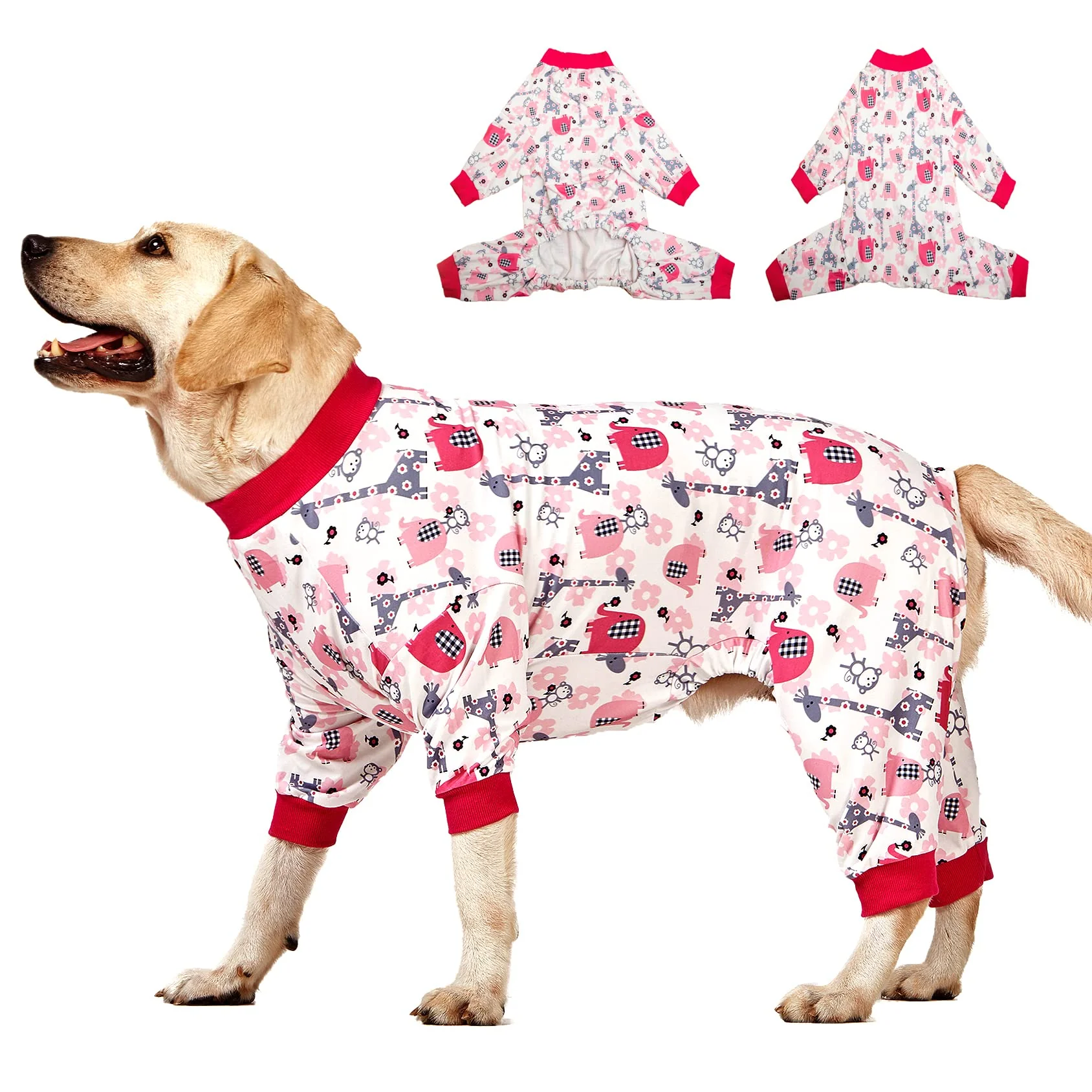 Easy-to-Use LovinPet Boxer Large Dog Onesies – Jungle Dreams Fuchsia 2XL Recovery Comfort Stylish