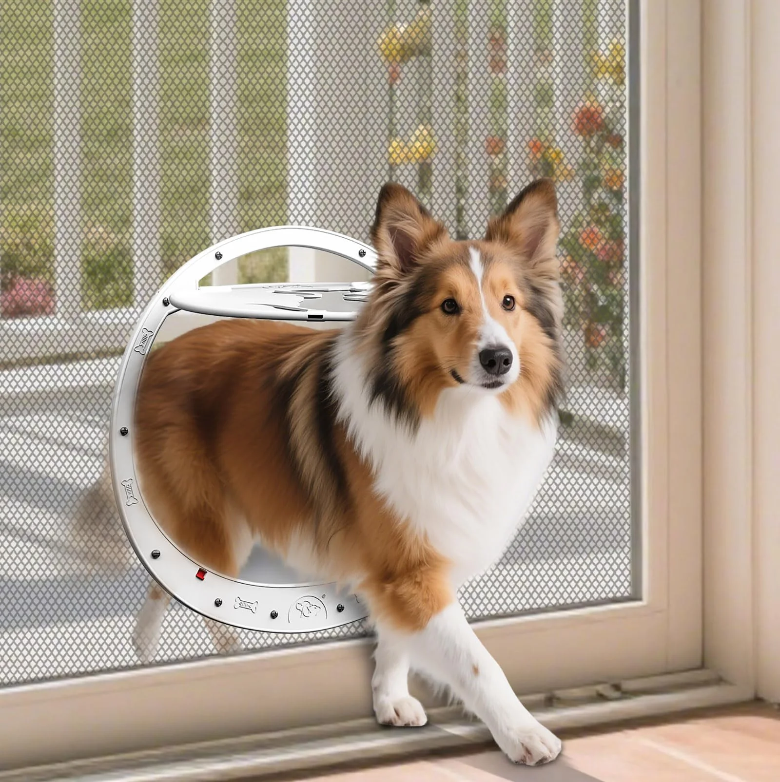 World-Class ALUMANI Dog Door for Screen Door – Magnetic Self-Closing Lockable Flap White Convenient