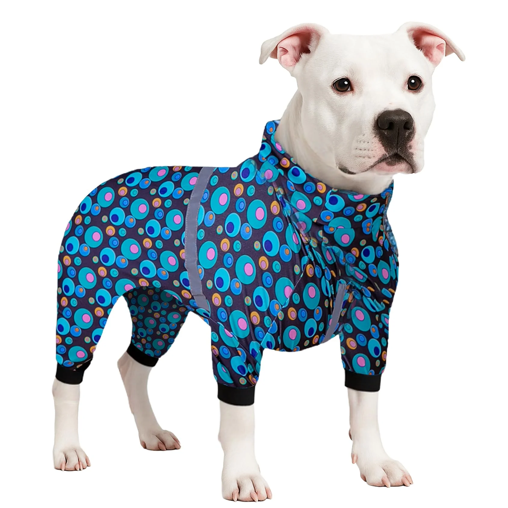 Crafted LovinPet PJS Dog Jumpsuit XL - Wound Recovery Anxiety Relief Green Bubble Print Prestigious