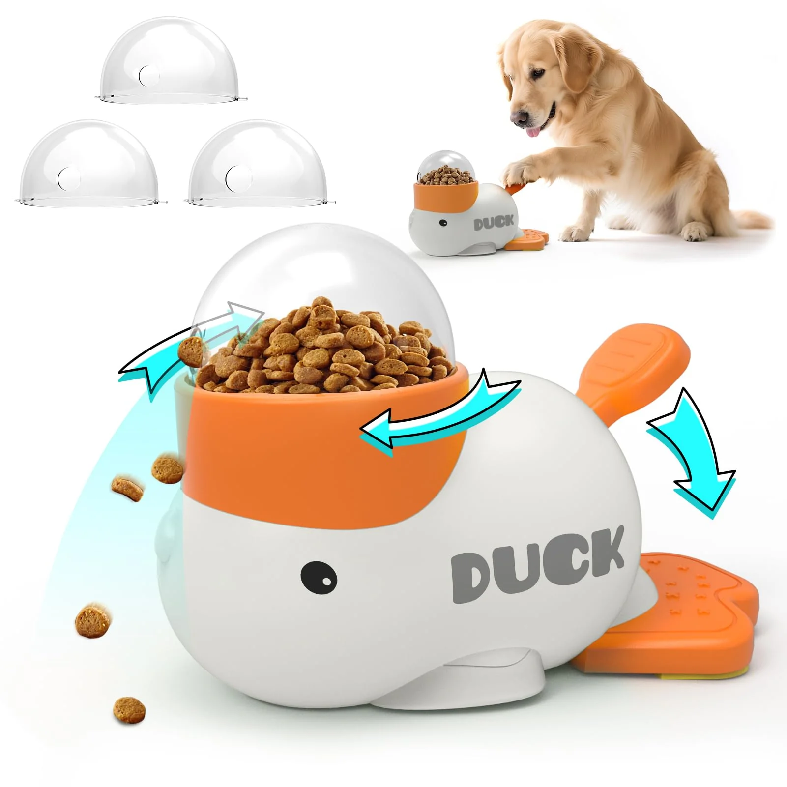 Certified PETVENTURE Duck-Shaped Interactive Treat Dispenser – Slow Feeder Puzzle Toy for Dogs Cats Reusable