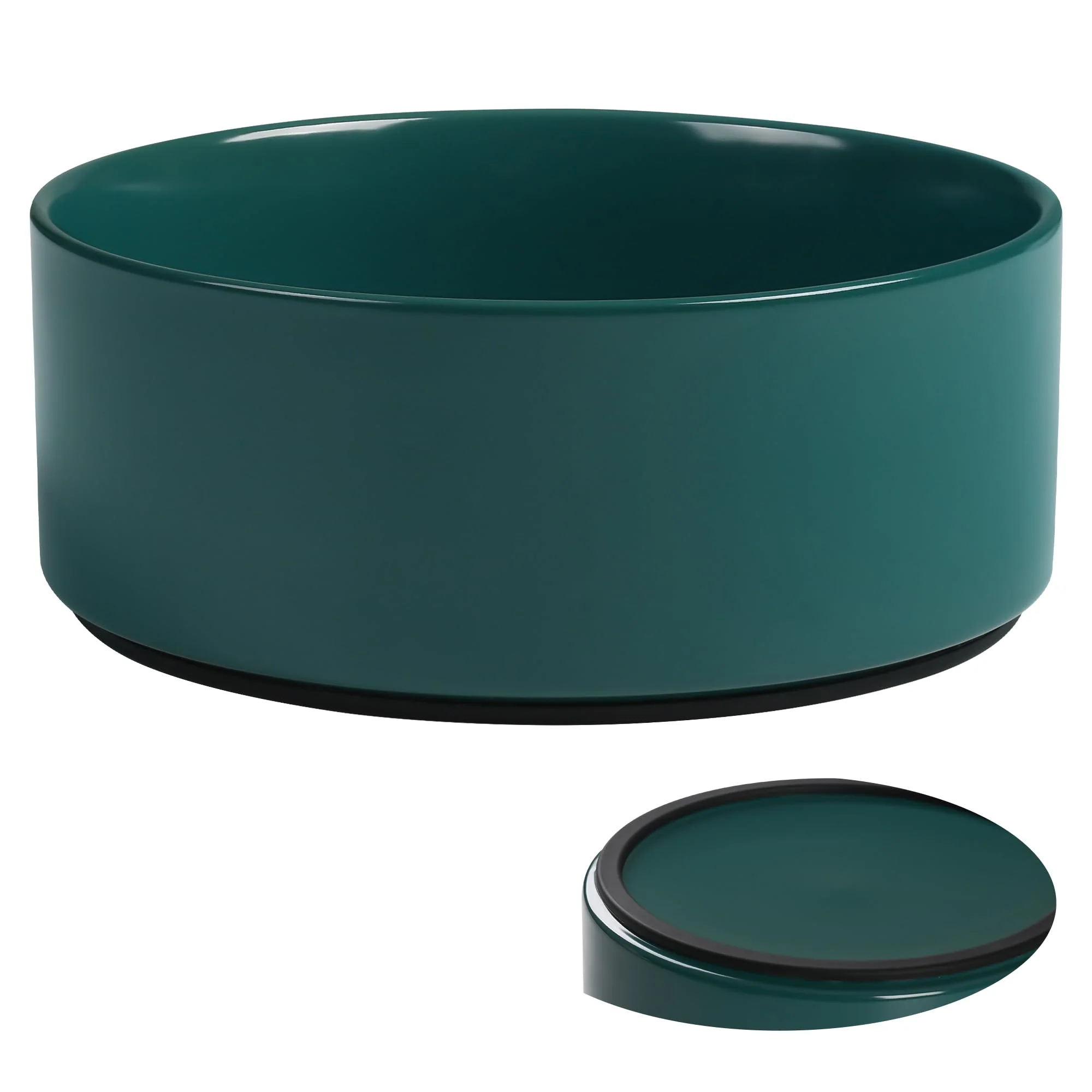 Authentic Kitwinney Large Dog Bowl – 8-Inch Non-Slip Ceramic with Silicone Base Green Reusable