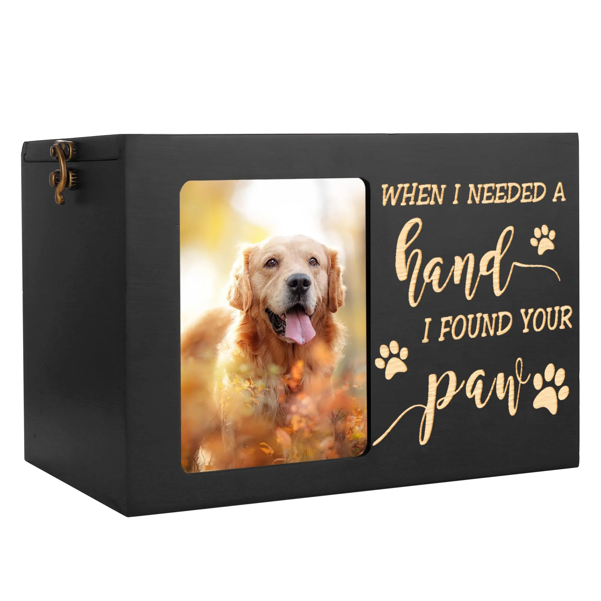 Easy-to-Use DGDCDV Pet Memorial Urns for Dog or Cat Ashes — Large Wooden Cremation Urn with Photo Frame Long-Lasting