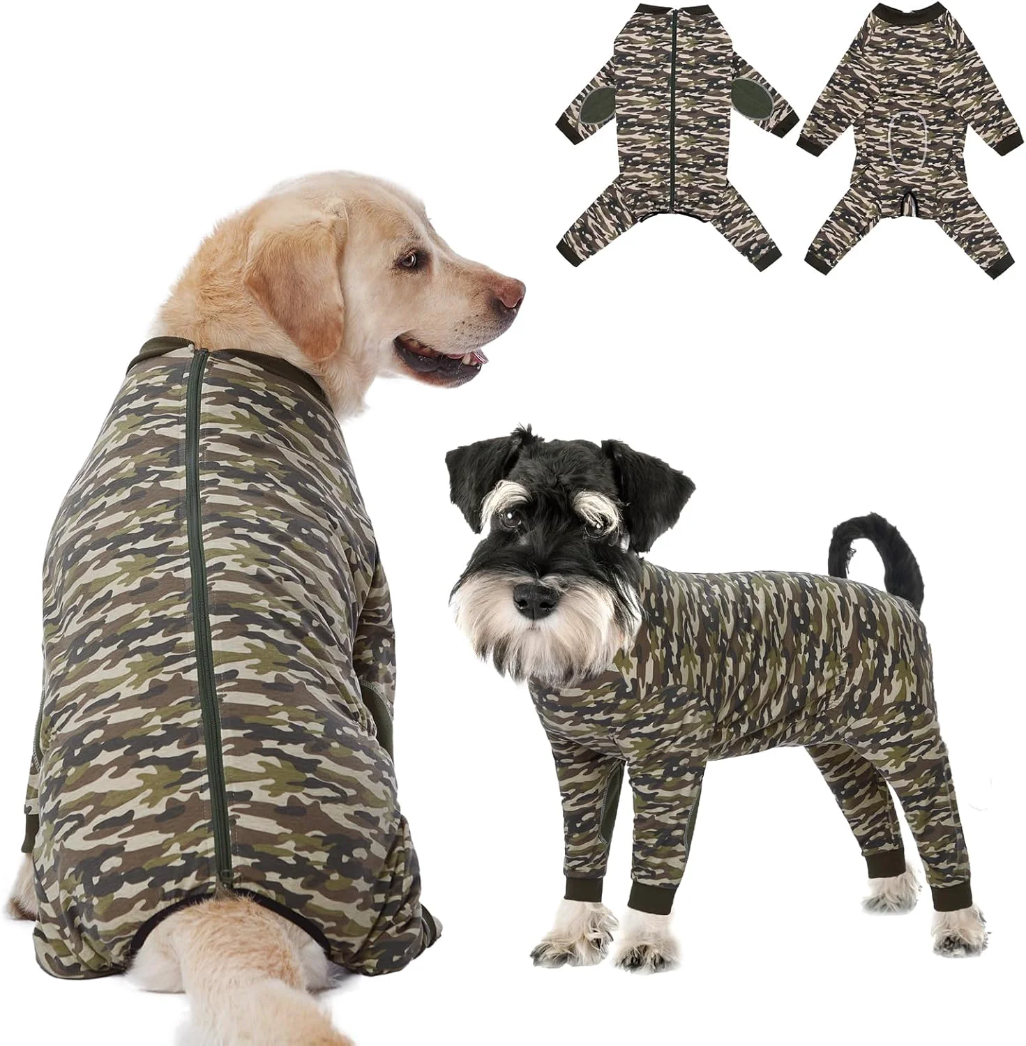 Healthy Yeapeeto Dog Onesie Surgery Recovery Suit for Large Medium Bodysuit Dogs Pajamas PJS Full Body for Shedding Prevent Licking Wound Protection Cone XL Camo Green