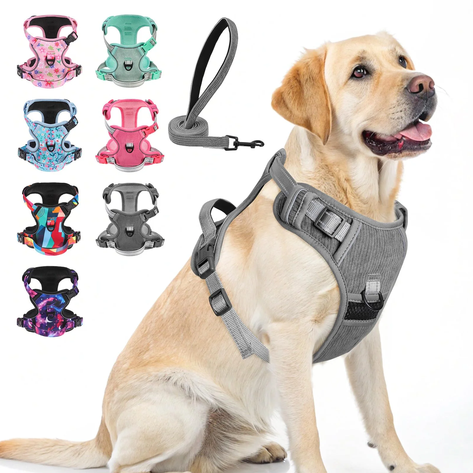 Professional BEAUTYZOO No Pull Dog Harness Large – Adjustable No Choke Reflective Vest Leash Set Original Design