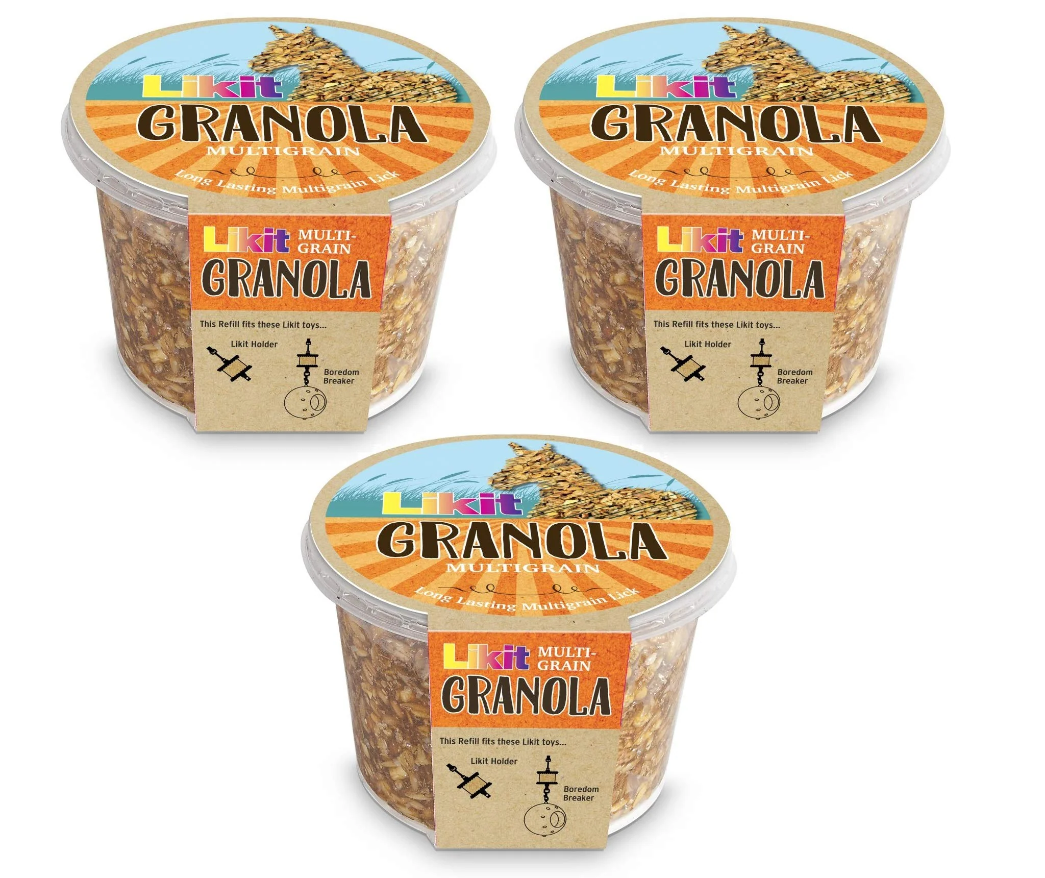 Enhanced Likit Granola Multigrain Horse Treats – 3 Pack 19.4 oz each for Holders Boredom Breaker Traditional