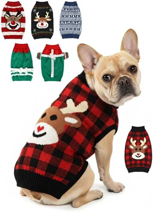 Quality Dog Christmas Sweater Soft Warm Pet Clothes Coat Natural