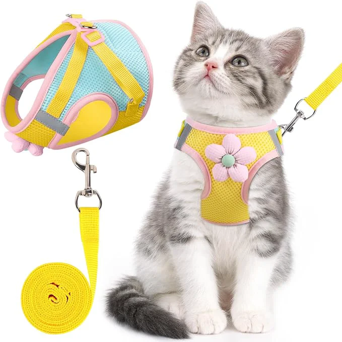 Certified Cat Harness and Leash Set for Walking Escape Proof Adjustable Kitten Harness Unique