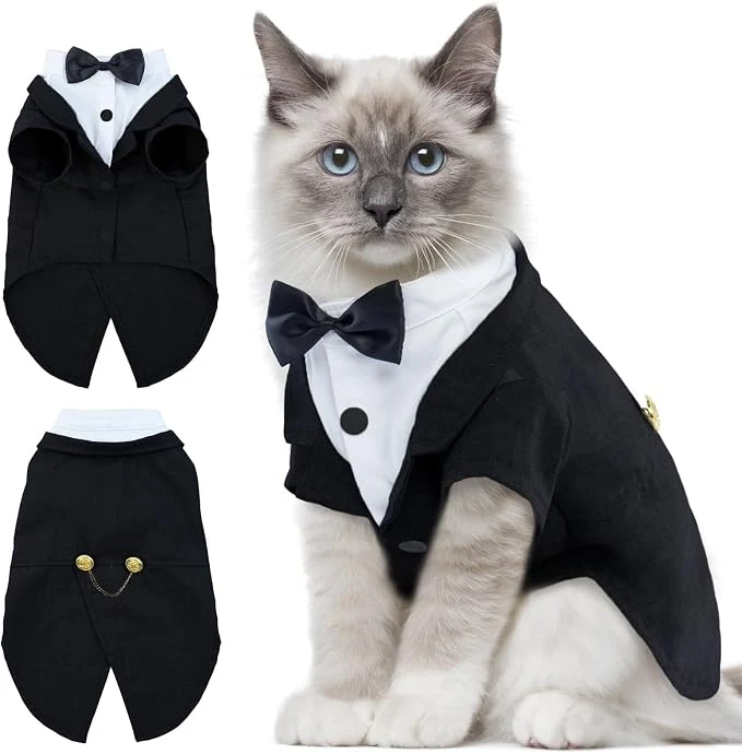 Verified DENTRUN Cat Tuxedo Outfit Sphynx Cat Costume Formal Suit High-Performance