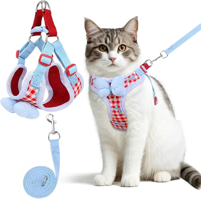 Artisan Cat Vest Harness and Leash Set for Walking Escape Proof Adjustable Kitten Premium