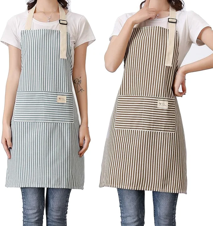 Natural Lofekea Aprons 2 Pack Adjustable Bib Aprons with 2 Pockets Cotton Linen Cooking Kitchen Chef Apron for Women and MenAbout This Recyclable