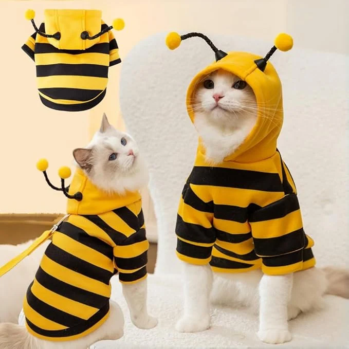 Crafted Selena Cat Bee Antennae Costume Hoodies Cute Bee Stripes Dog Kitten Puppy Pet Certified