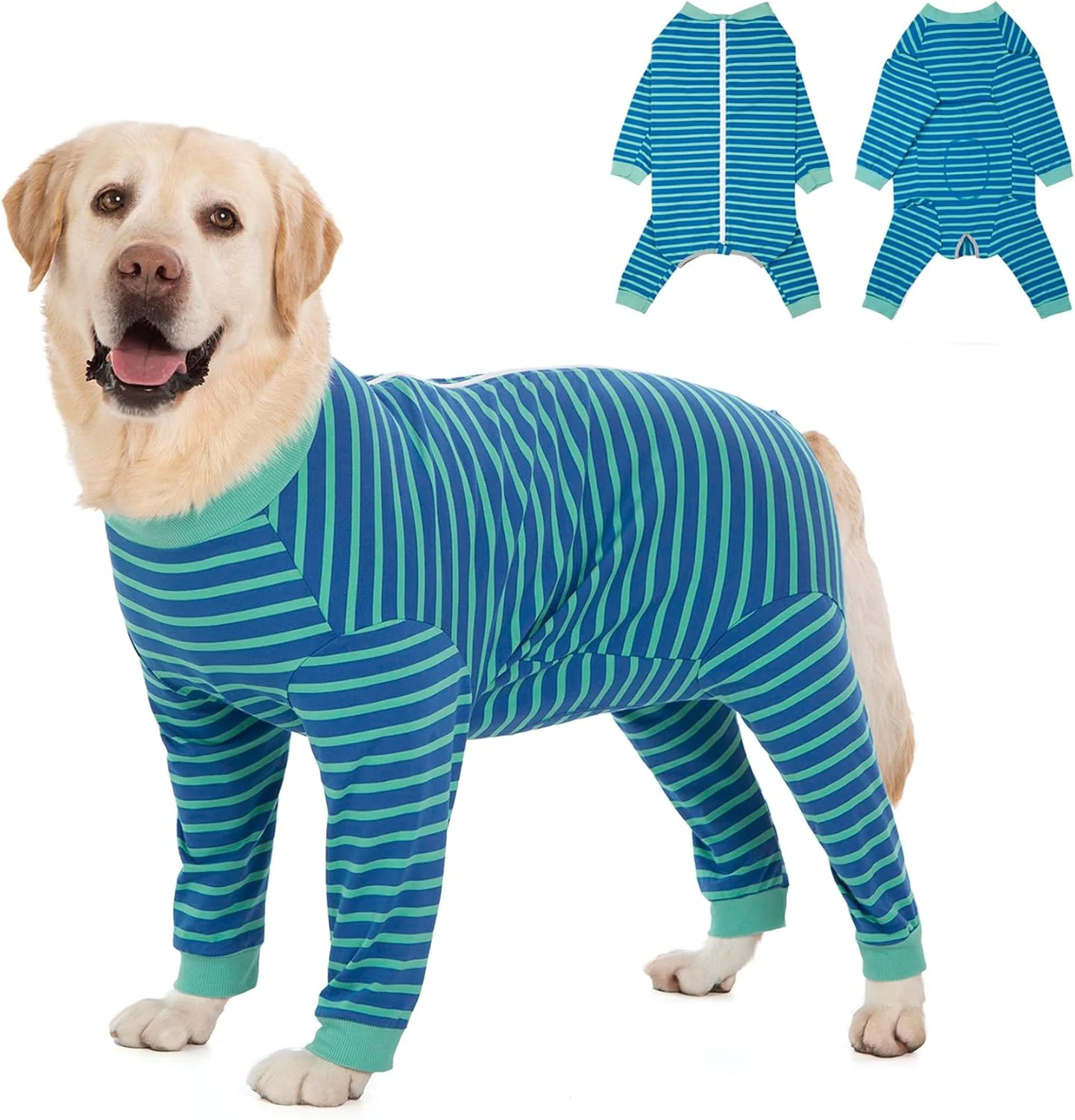 Breathable Yeapeeto Dog Onesie Surgery Recovery Suit for Large Medium Bodysuit Dogs Pajamas PJS Full Body for Shedding Prevent Licking Wound Protection Cone … Blue Green 6X-Large Pack of 1 Responsible