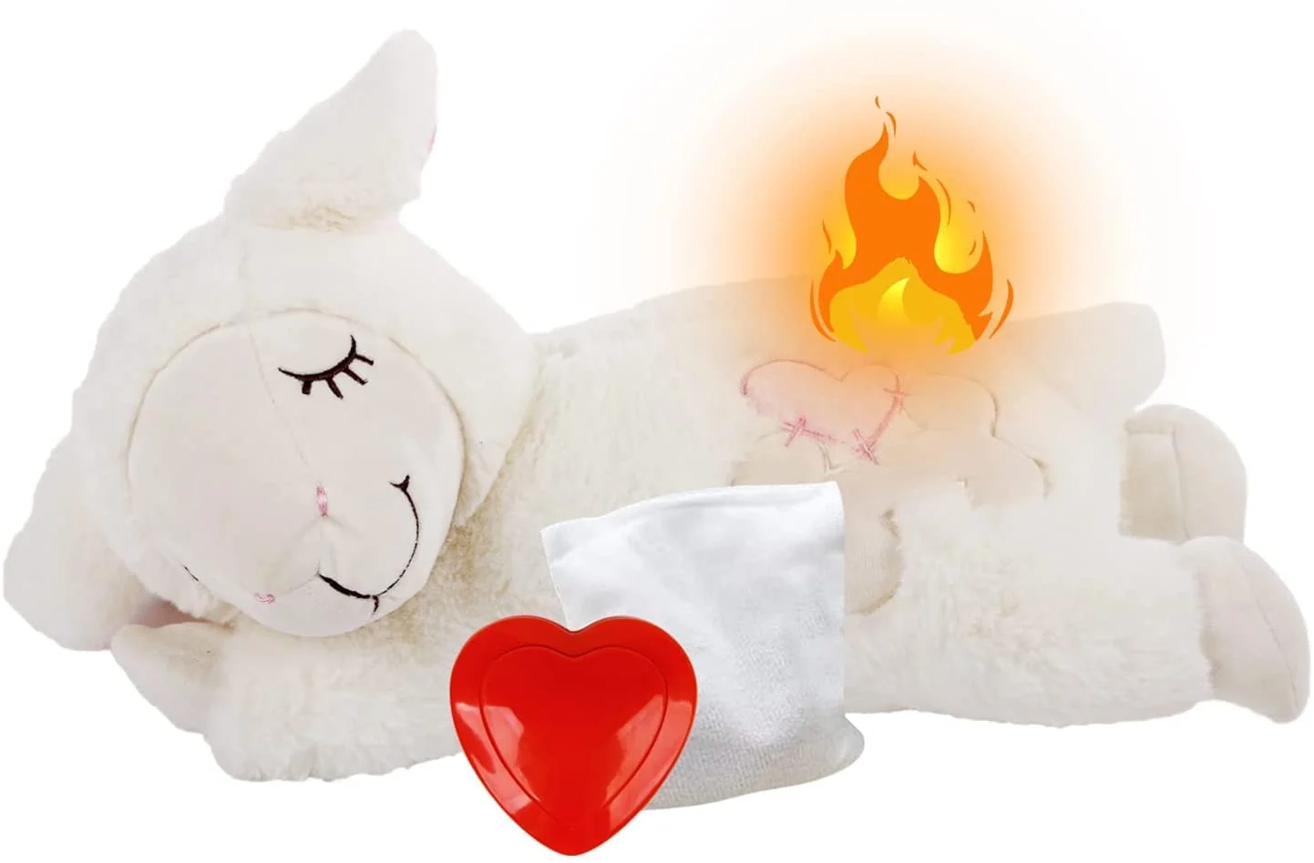 Durable ALL FOR PAWS Snuggle Sheep Heartbeat Warm Bag Plush Toy for Pets Powerful