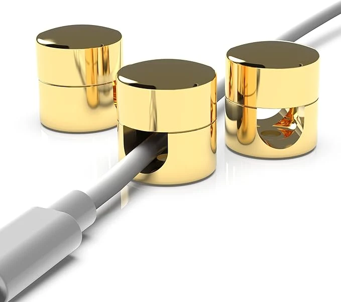 Safe Cable Anchors for Desk Organization Gold Premium Aluminum Cord Organizers Charger Cable Management Clips for Home Office Stylish Sturdy Functional 3 Pack About ThisOverview Durable