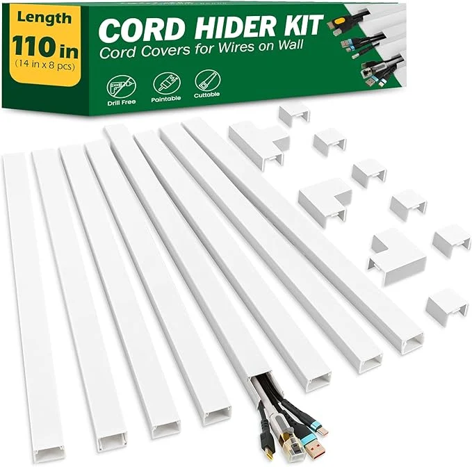 Specialty AZEN Cord Hider Kit 110in Cord Covers for Wires on Wall Paintable Wire Covers Self-Adhesive Cable Hider Cord Organizer Wire Hiders for TV on Wall 8X L14in X W0.96in X H0.57inAbout ThisOverview Genuine