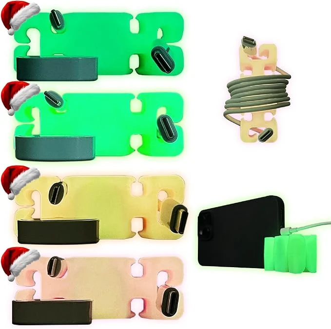 Advanced GlowBrick Stocking Stuffers for Adults Cord Management Weighted Cord Holder Cable Wrap Phone Stand - Glow-in-The-Dark Gadget Organizer for Nightstand. Gift for Men Silicone. 4pk Assorted GlowAbout ThisOverview Flexible