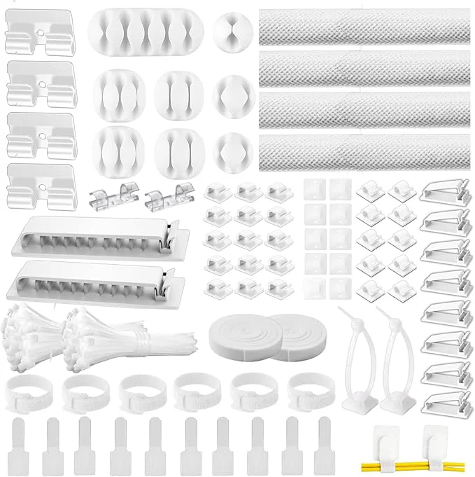 Elite 313Pcs Cable Management Kit 67 Adhesive Cable Clips Topavatop Desk Cord Organizer 22 Reusable Cable Strap 4 Cable Sleeve Split 200 Nylon Cable Zip Ties with 20 Mounts for TV Office Home WhiteAbout ThisOverview Authentic