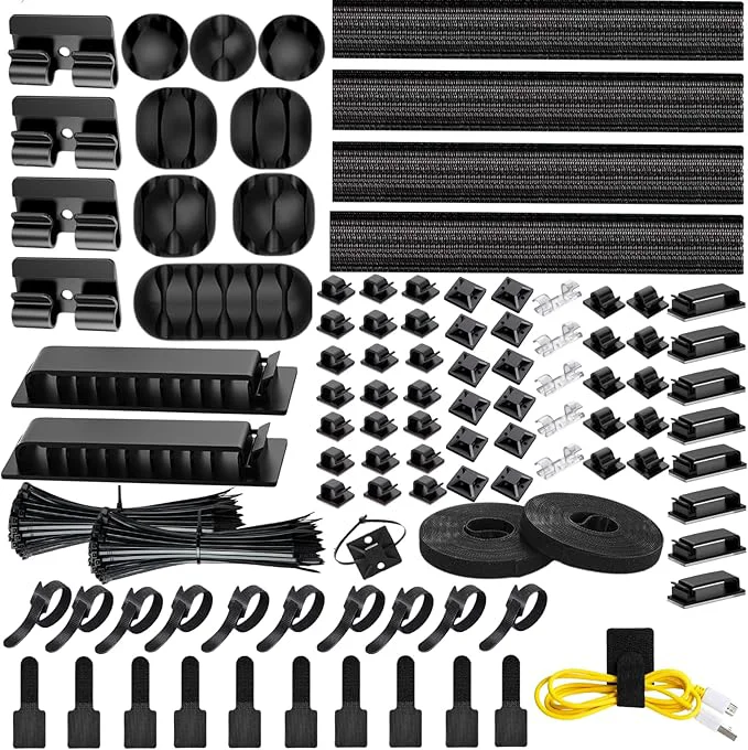 Fine 313Pcs Cable Management Kit 67 Adhesive Cable Clips Topavatop Desk Cord Organizer 22 Reusable Cable Strap 4 Cable Sleeve Split 200 Nylon Cable Zip Ties with 20 Mounts for TV Office Home BlackAbout ThisOverview High-Performance
