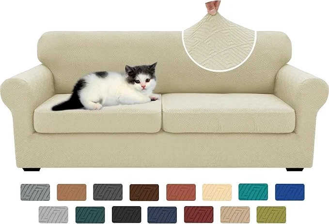 Classic XINEAGE New 3 Pieces Couch Covers for 2 Extra Large Cushion Sofa Super Stretch Sofa Cover for 2 Large Seat Universal Loveseat Slip Cover for Living Room Light Beige 71 -91 2 Cushions About ThisOverview Refined
