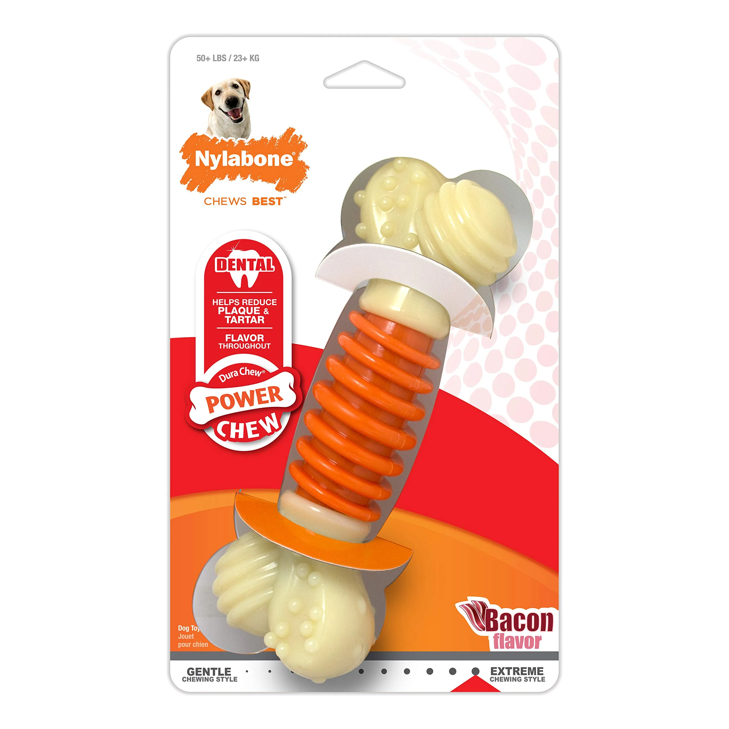 Innovative Nylabone PRO Action Dental Bone Power Chew Toy - Large Bacon Flavor Selected