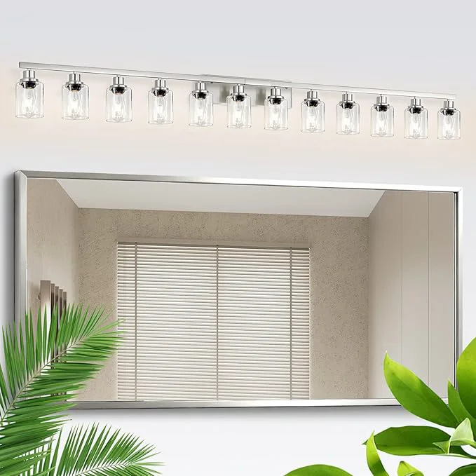 Enhanced Brushed Nickel Bathroom Vanity Light 12 Light Brushed Nickel Bathroom Lighting fixtures Over Mirror Brushed Nickel Bathroom Vanity Lights Wall Lighting for Mirror Bedroom Living RoomAbout ThisOverview Consistent