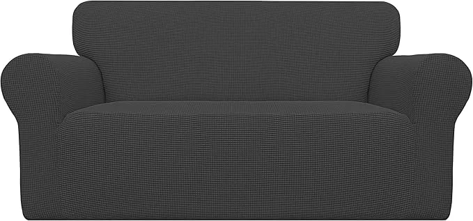 Trendy Easy-Going Stretch Oversized Loveseat Slipcover 1-Piece Sofa Cover Furniture Protector Couch Soft with Elastic Bottom for Kids Polyester Spandex Jacquard Fabric Small Checks Dark GrayAbout ThisOverview Certified