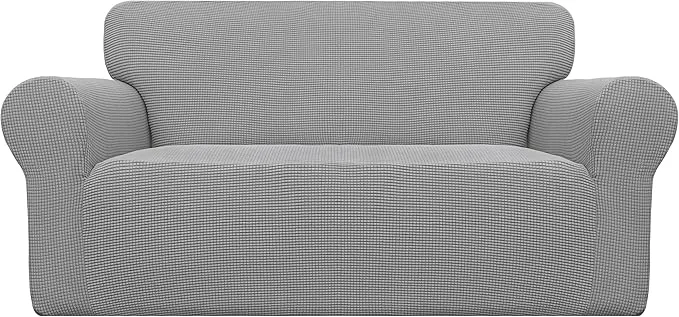 Carefully Designed Easy-Going Stretch Oversized Loveseat Slipcover 1-Piece Sofa Cover Furniture Protector Couch Soft with Elastic Bottom for Kids Polyester Spandex Jacquard Fabric Small Checks Light GrayAbout ThisOverview Premium