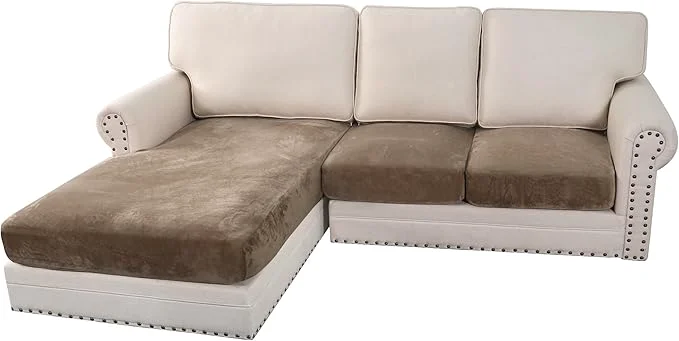 Versatile H.VERSAILTEX Velvet Stretch Sectional Couch Covers 3 Pieces Sofa Seat Cushion Covers L Shape Separate Couch Cover for Both Left Right Sectional Couch Large Sofa 2 Seater 1 Chaise Mocha About ThisOverview Secure