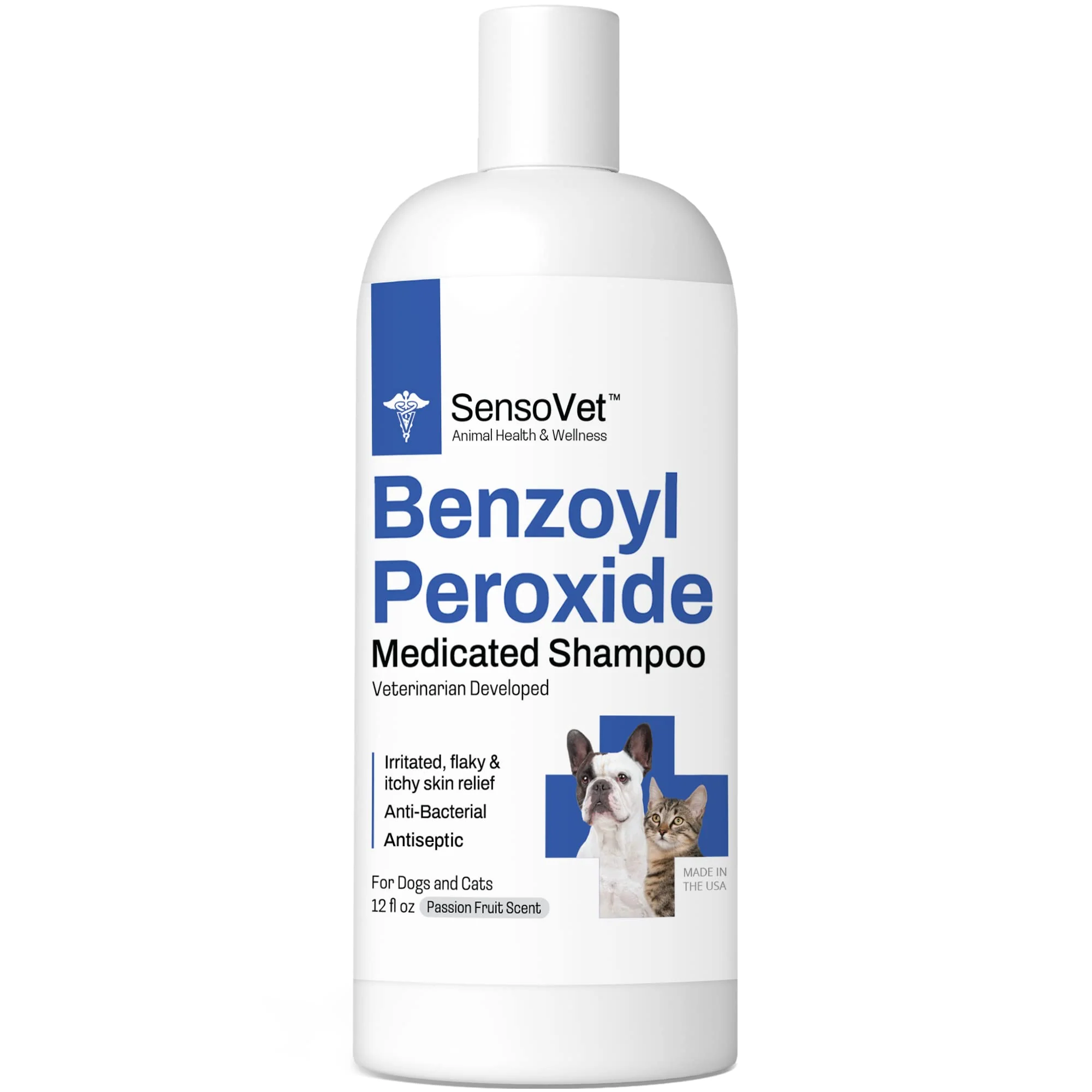 Long-Lasting SensoVet Benzoyl Peroxide Shampoo for Cats Dogs Environmentally Friendly