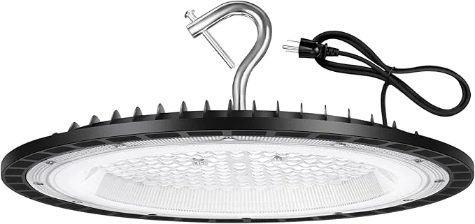 Consistent 150W UFO Led High Bay Light Fixture 5000K Daylight Commercial Shop Bay Lighting 120VAC 650W MH HPS Equiv. 21000LM US Plug Area Lighting for Garage Warehouse Barn Gym Factory WorkshopAbout ThisOverview Elite