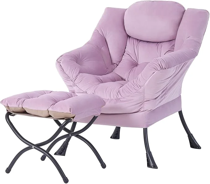 Classic Welnow Lazy Chair with Ottoman Modern Lounge Accent Chair with Armrests and a Side Pocket Leisure Upholstered Sofa Armchair Set Reading Armchair with Footrest for Small Space Light PurpleAbout ThisOverview Superior