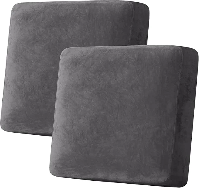 Verified H.VERSAILTEX Velvet Stretch Couch Cushion Cover Plush Cushion Slipcover for Chair Loveseat Sofa Cushion Furniture Protector Seat Cushion Sofa Cover 2 Piece Large Sofa Cushion Covers Grey About ThisOverview Fine