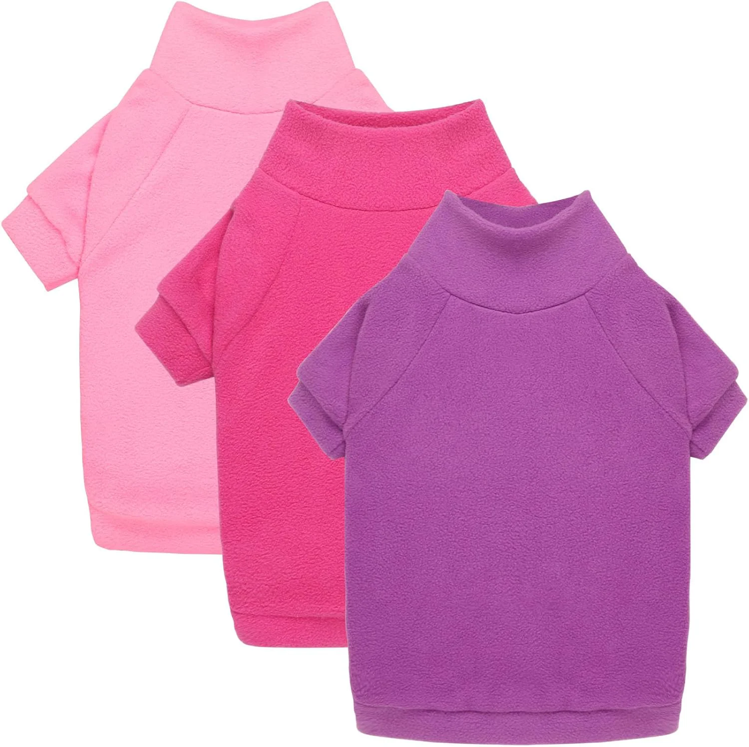 Artisan 3 Pack Dog Sweater Fleece Pet Clothes Turtleneck Soft Warm Sweatshirt Dog Sweaters for Small Dogs Puppy Sweater Boy Girl Pet Pink Hotpink Purple XS Flexible
