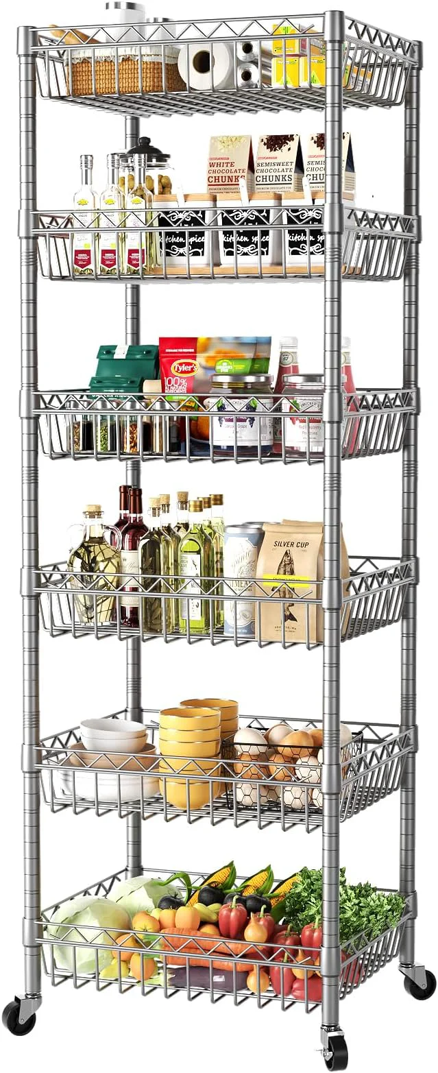 Advanced SINGAYE Shelf Storage Wire Shelving：Shelves Rack Standing Units with Wheels Closet Organizers Metal Pantry Kitchen Laundry Room Adjustable 13.5 D x 13.5 W x 63 H SilverAbout ThisOverview Exclusive