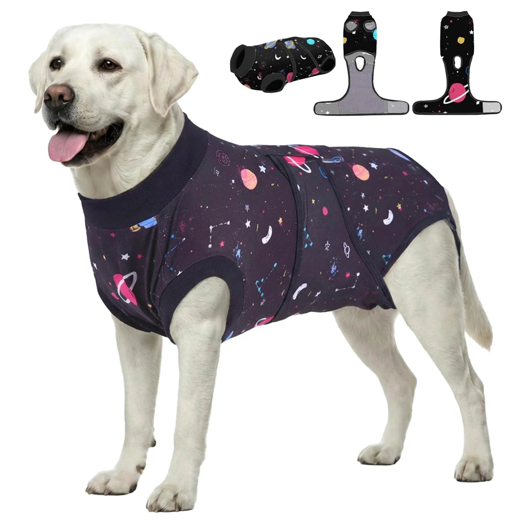 Authentic PetWarm Surgery Suit for Dogs — Adjustable Recovery Shirt Galaxy Pattern Black XL Exclusive