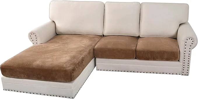 Casual H.VERSAILTEX Velvet Stretch Sectional Couch Covers 3 Pieces Sofa Seat Cushion Covers L Shape Separate Cushion Couch Cover for Both Left Right Sectional Couch Large Sofa 2 Seater 1 Chaise Camel About ThisOverview Selected