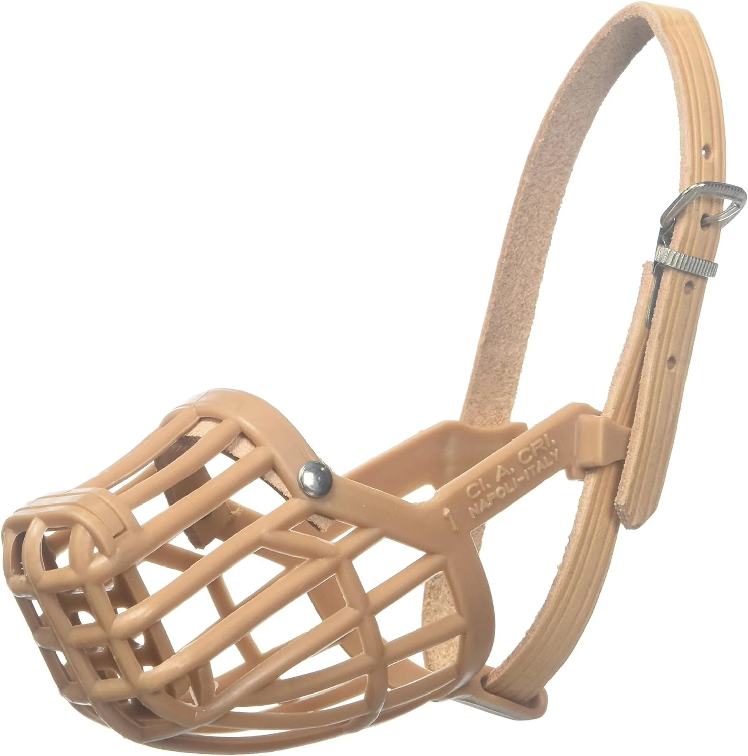 Advanced OmniPet Leather Brothers Italian Basket Dog Muzzle – Adjustable Fit Breathable Design Grooming Safe Tan Size 2 Flexible