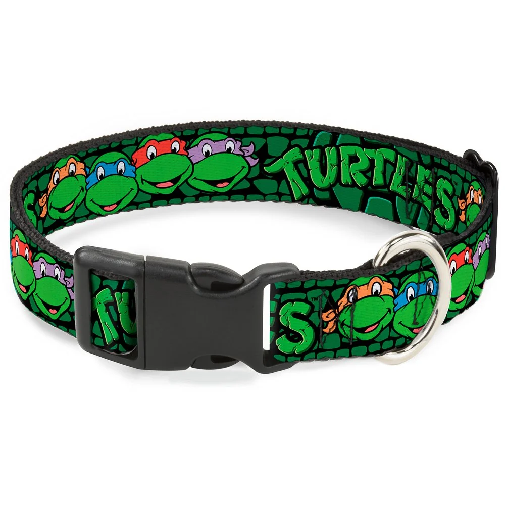 Trendy Buckle-Down TMNT Group Faces Turtle Shell Collar — 16-23 in 1.5 in Wide Nickelodeon Licensed Dependable